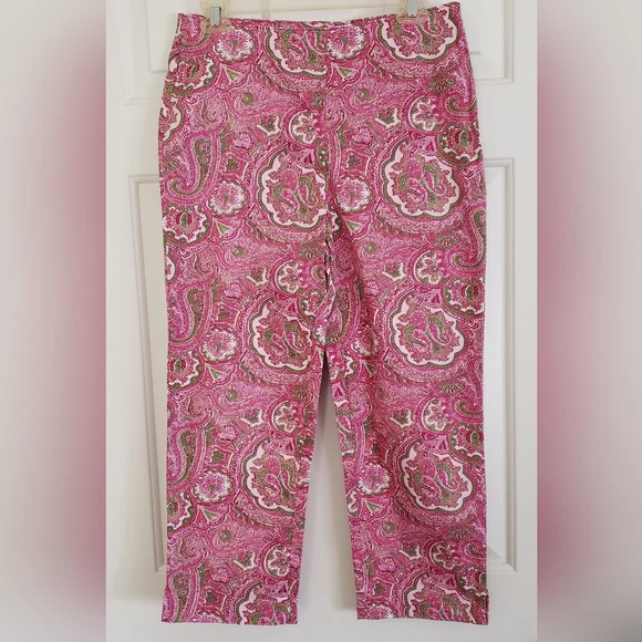 Talbots Preppy Paisley Cropped Pants - Picture 2 of 8